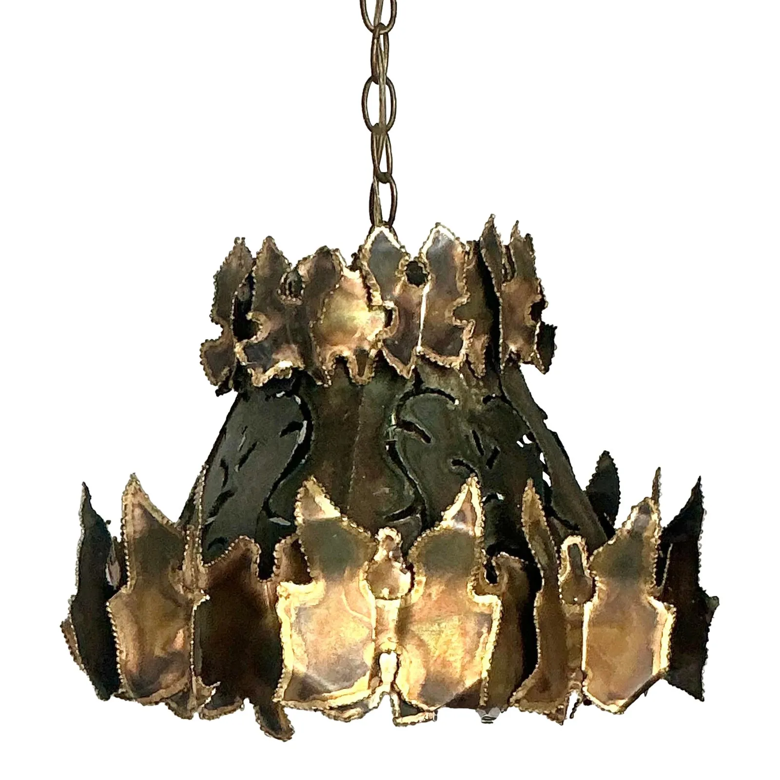 Vintage MCM Torch Cut Chandelier After Tom Greene — additional photo 8