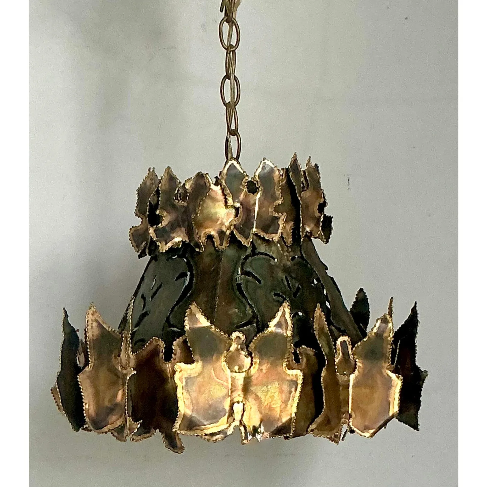Vintage MCM Torch Cut Chandelier After Tom Greene — additional photo 6
