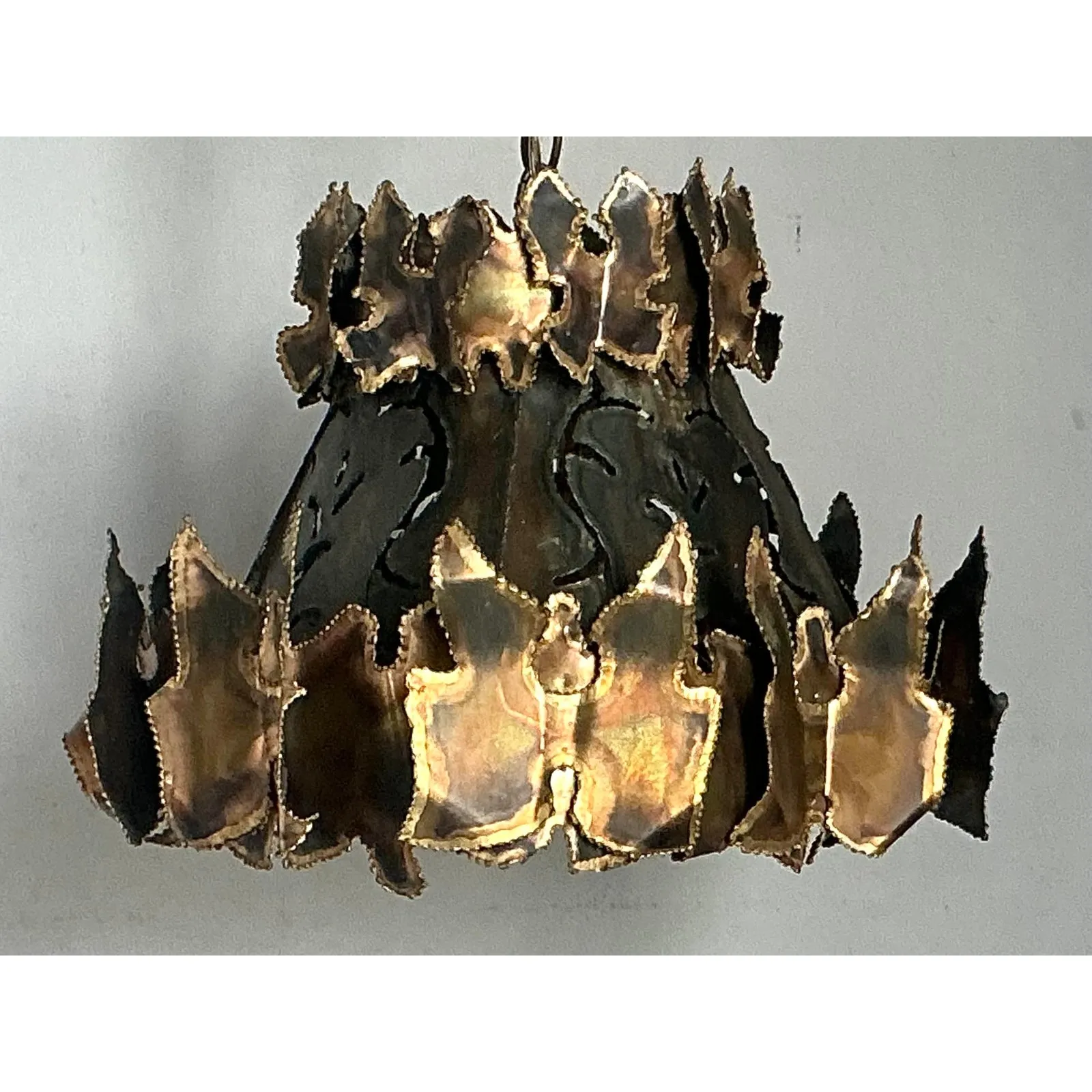Vintage MCM Torch Cut Chandelier After Tom Greene — additional photo 2