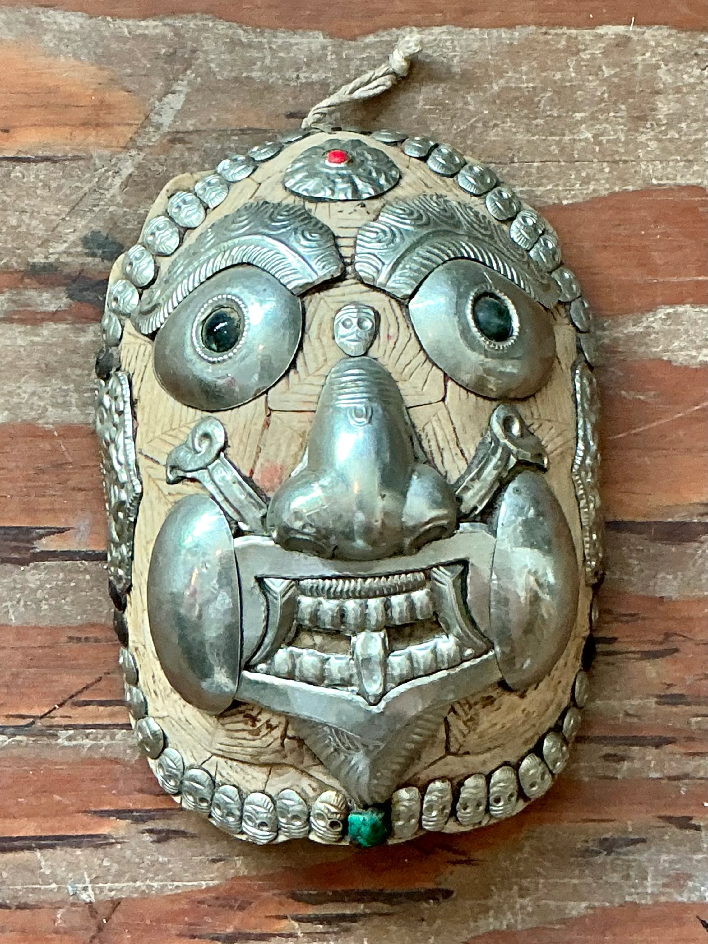 Vintage Boho Tibetan Kapqla Turtle Shell Mask — additional photo 3
