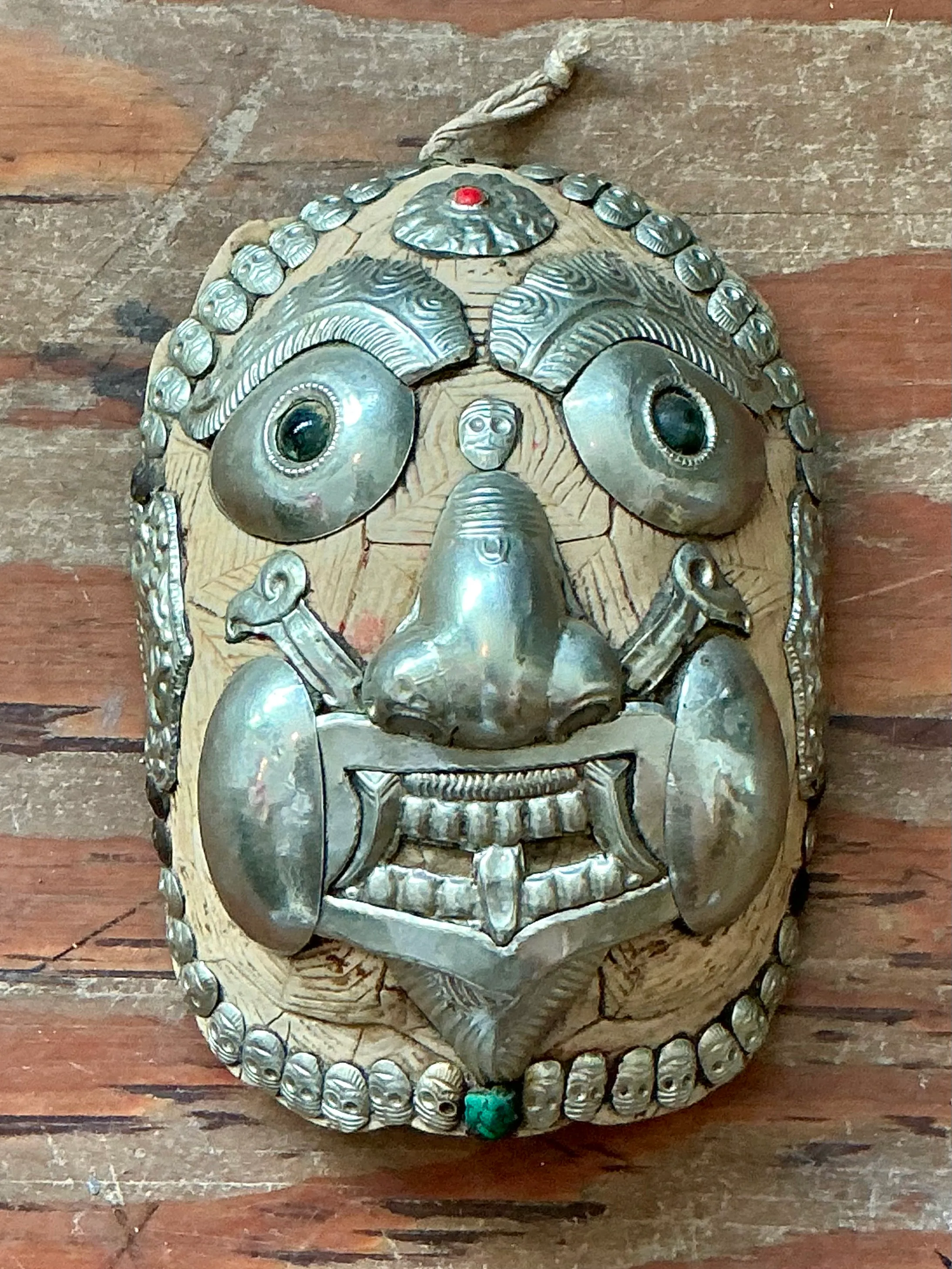 Vintage Boho Tibetan Kapqla Turtle Shell Mask — additional photo 1