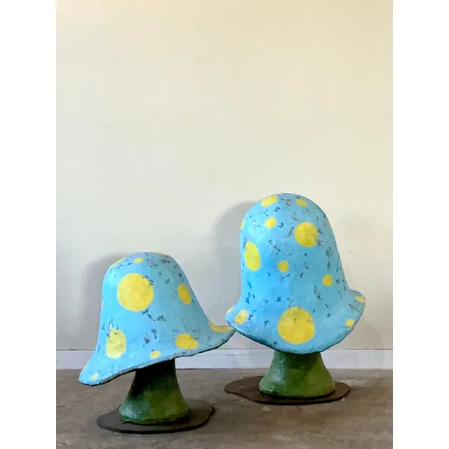 Vintage Boho Monumental Fiberglass Mushrooms - Set of 2 — additional photo 1