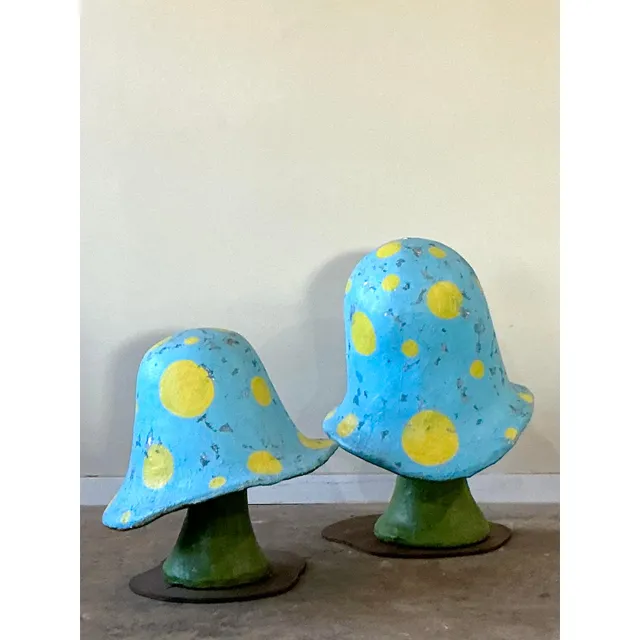 Vintage Boho Monumental Fiberglass Mushrooms - Set of 2 — additional photo 2