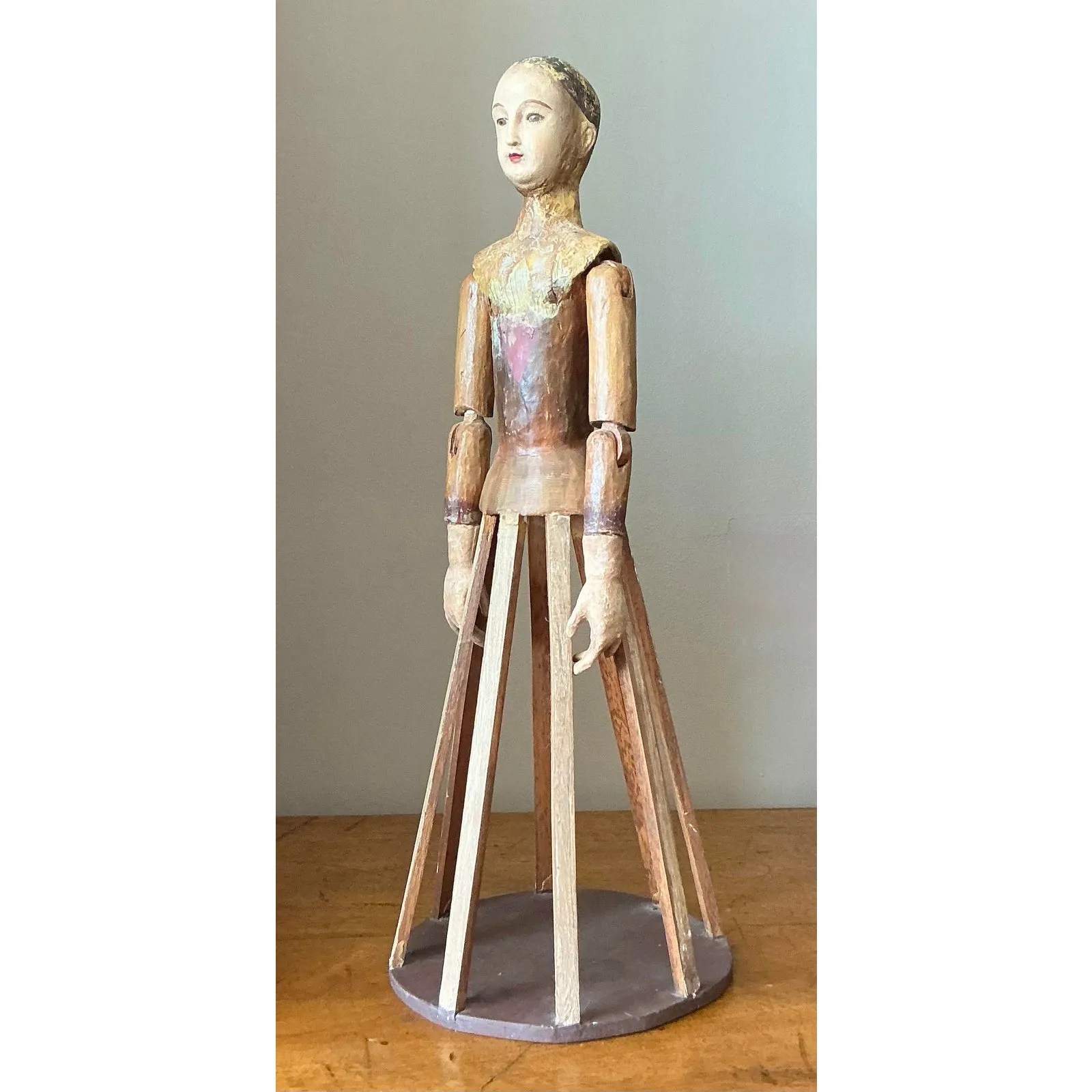 Vintage Boho Wooden Crèche Santos Cage Doll — additional photo 6