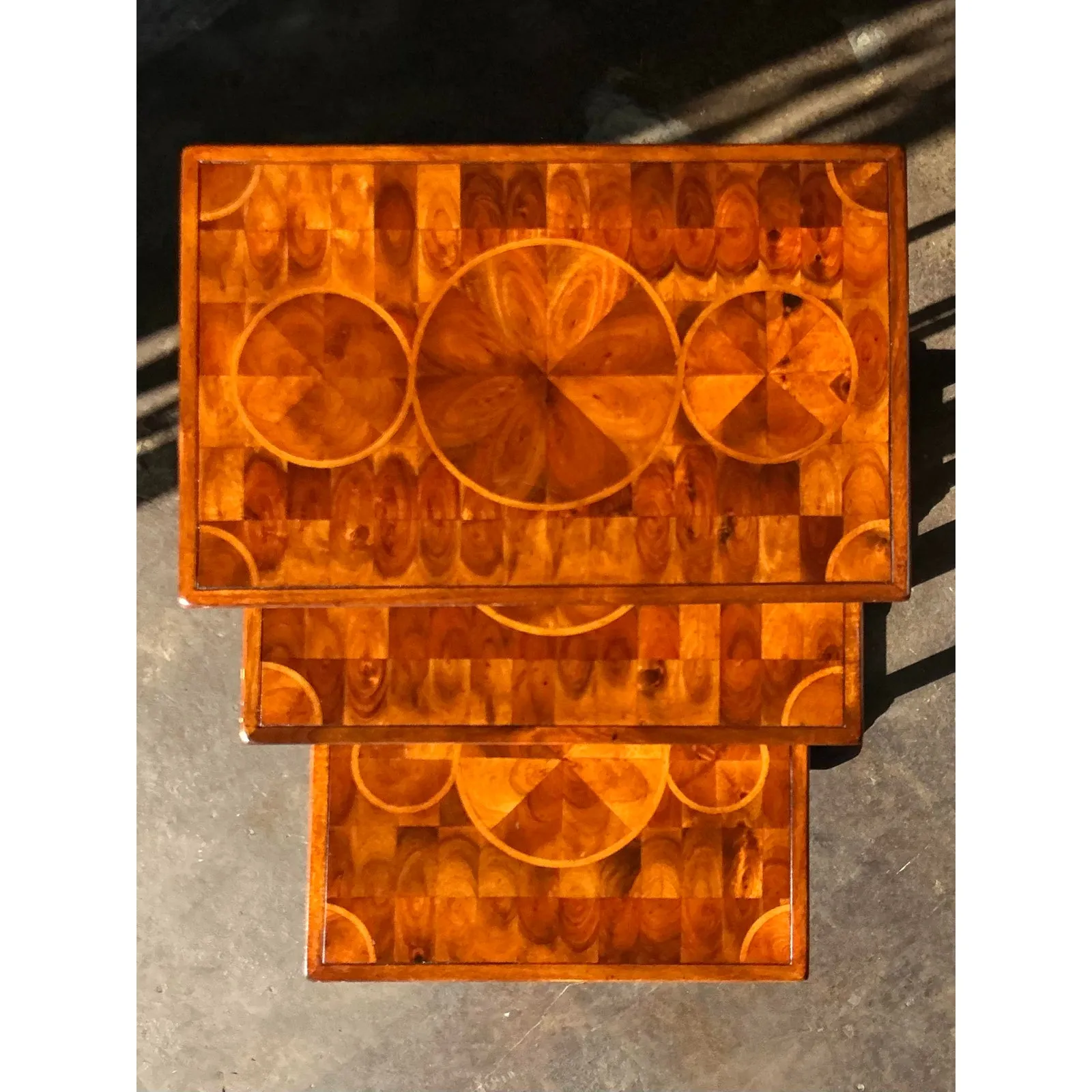 Vintage Boho Marquetry Nesting Tables - Set of 3 — additional photo 7