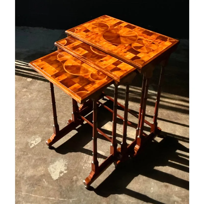 Vintage Boho Marquetry Nesting Tables - Set of 3 — additional photo 2
