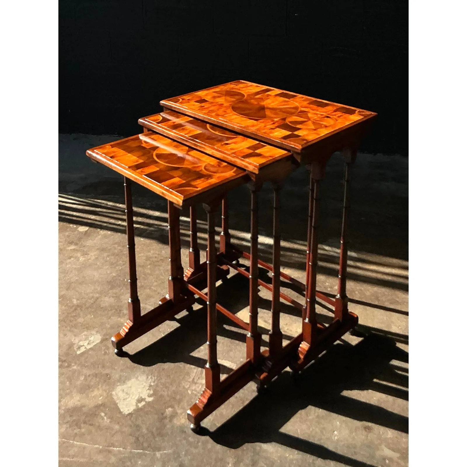 Vintage Boho Marquetry Nesting Tables - Set of 3 — additional photo 3