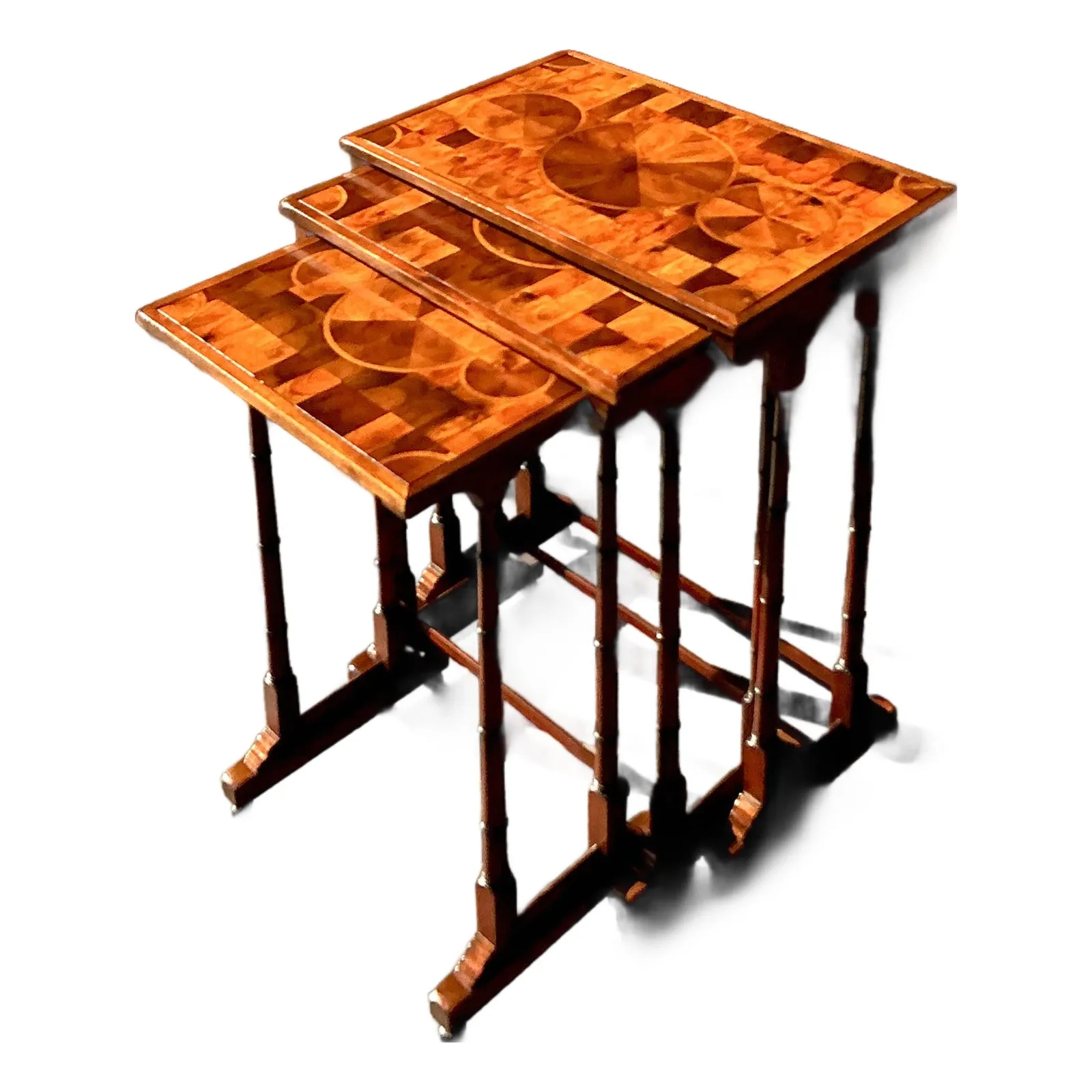 Vintage Boho Marquetry Nesting Tables - Set of 3