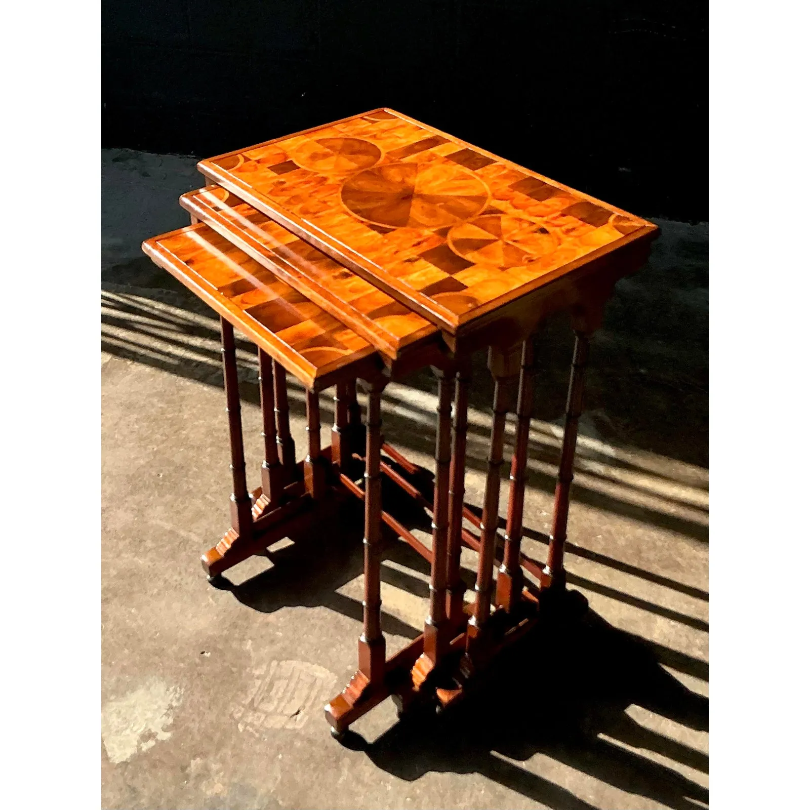 Vintage Boho Marquetry Nesting Tables - Set of 3 — additional photo 5