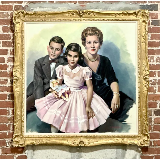 Vintage Regency Original Oil Portrait of Family — additional photo 2