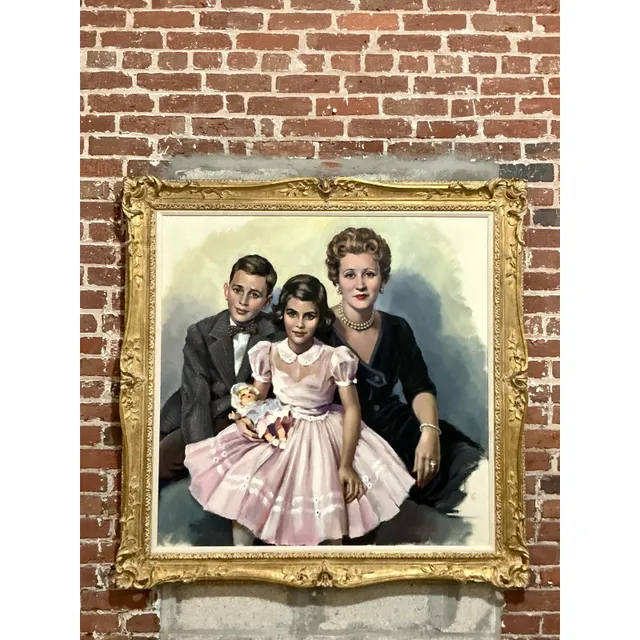 Vintage Regency Original Oil Portrait of Family — additional photo 4