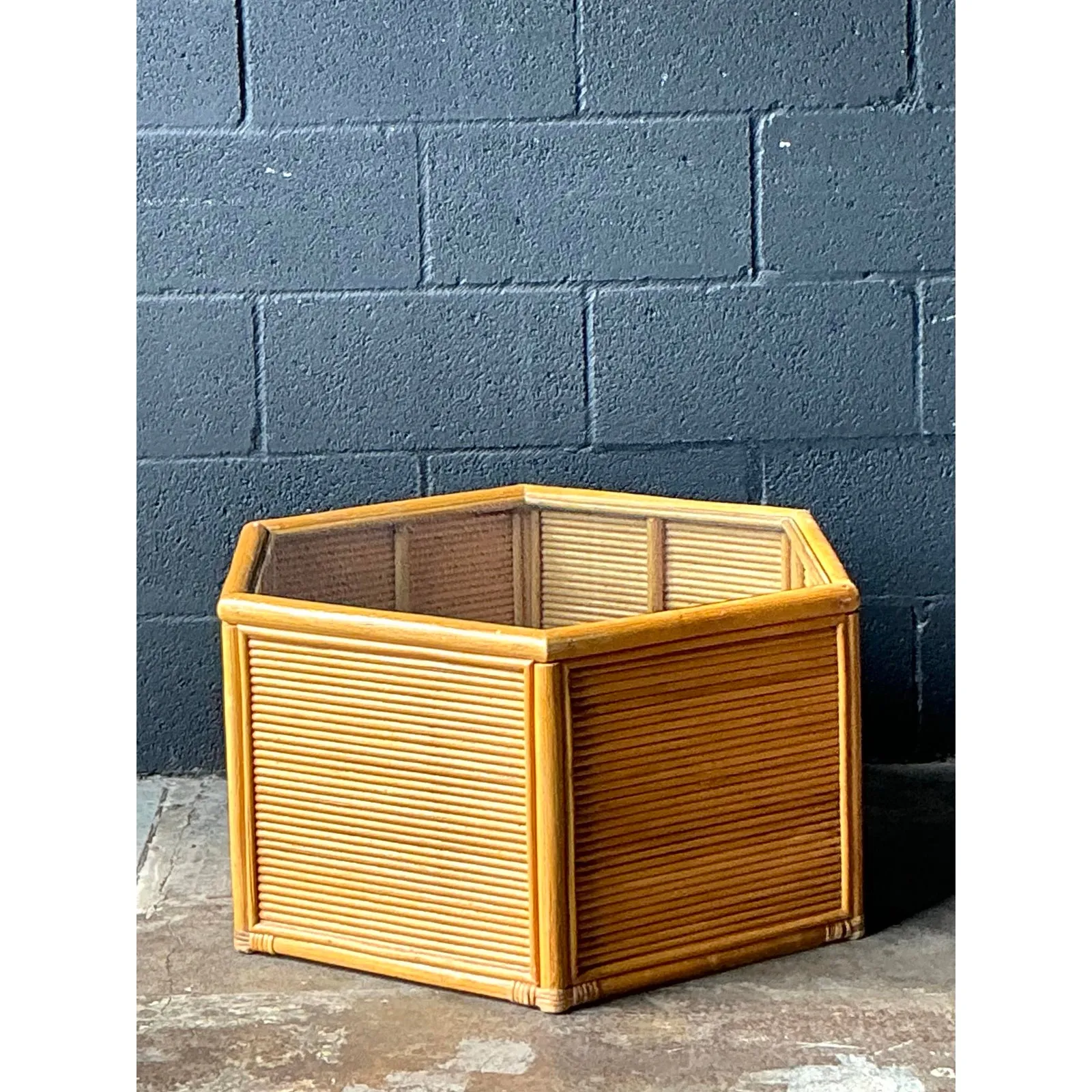 Vintage Boho Faceted Rattan Table — additional photo 3