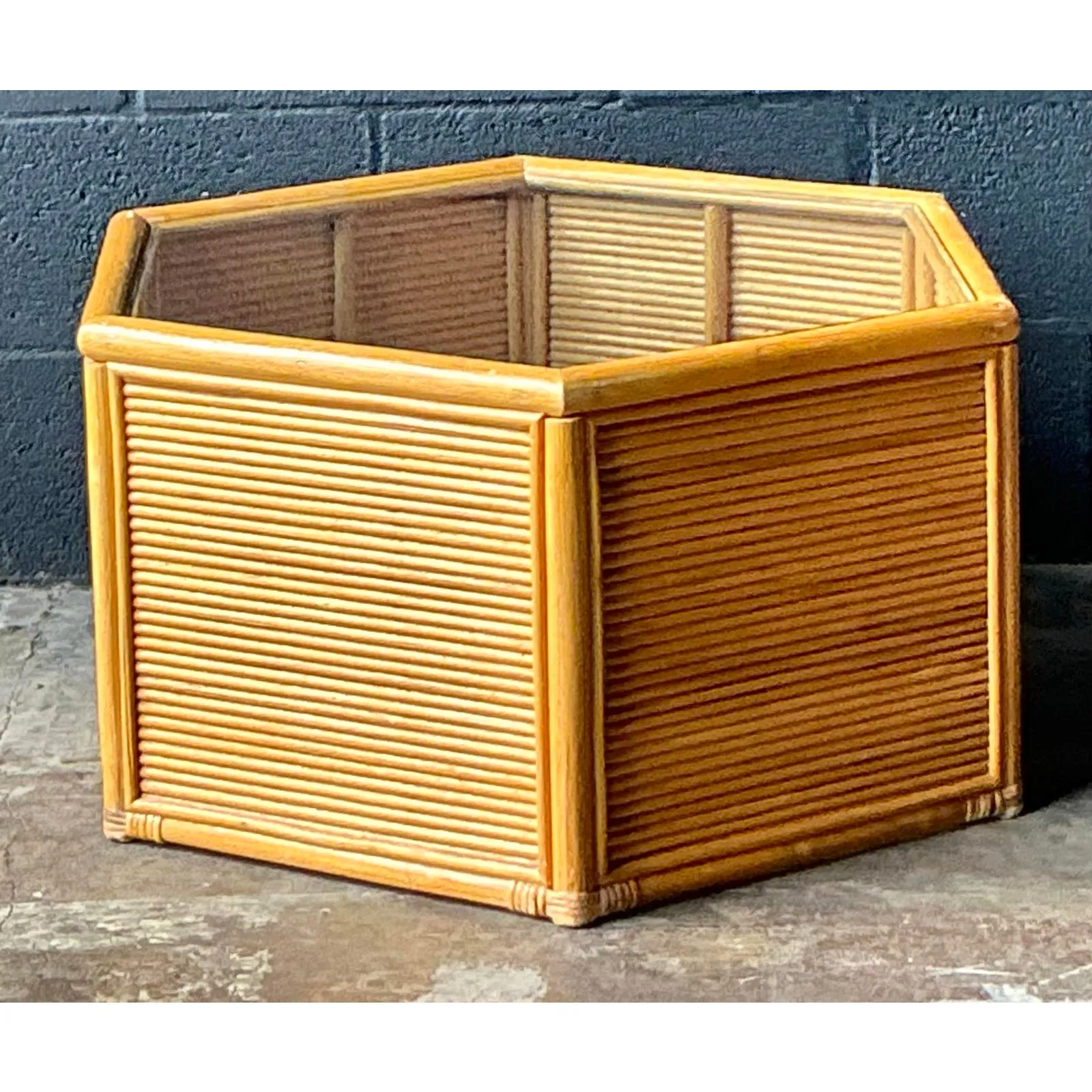 Vintage Boho Faceted Rattan Table — additional photo 2