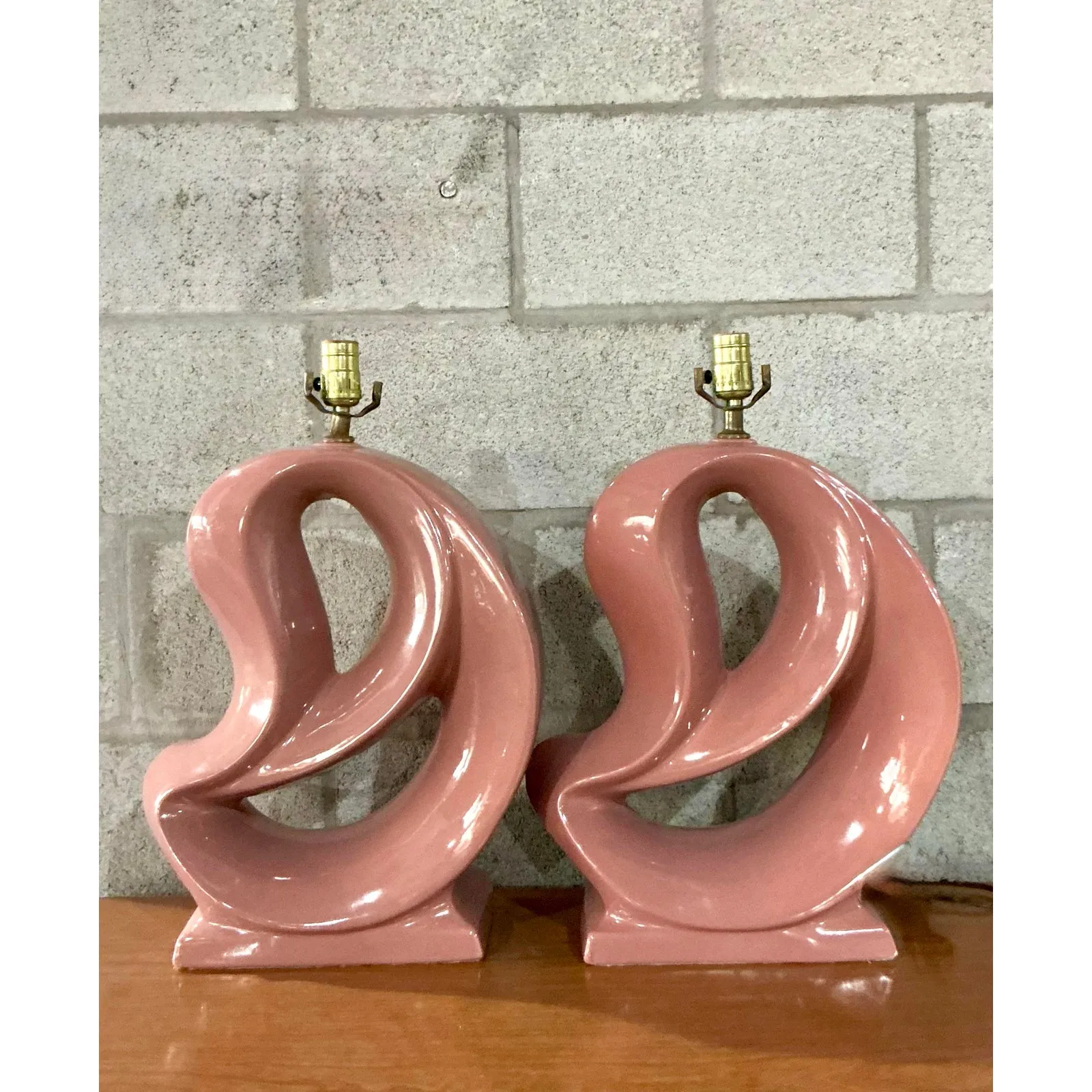 Vintage MCM Abstract Glazed Ceramic Lamps - A Pair — additional photo 8