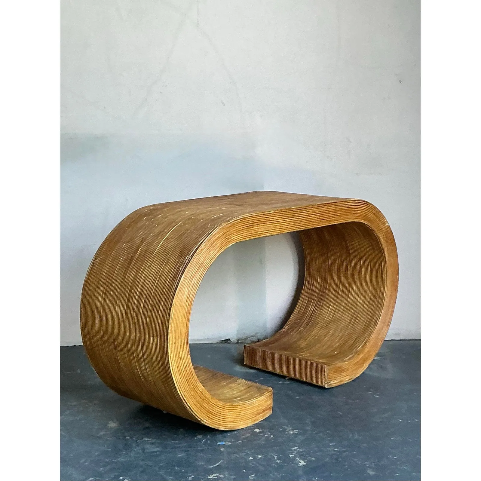 Vintage Boho Pencil Reed Scroll Console Table — additional photo 8