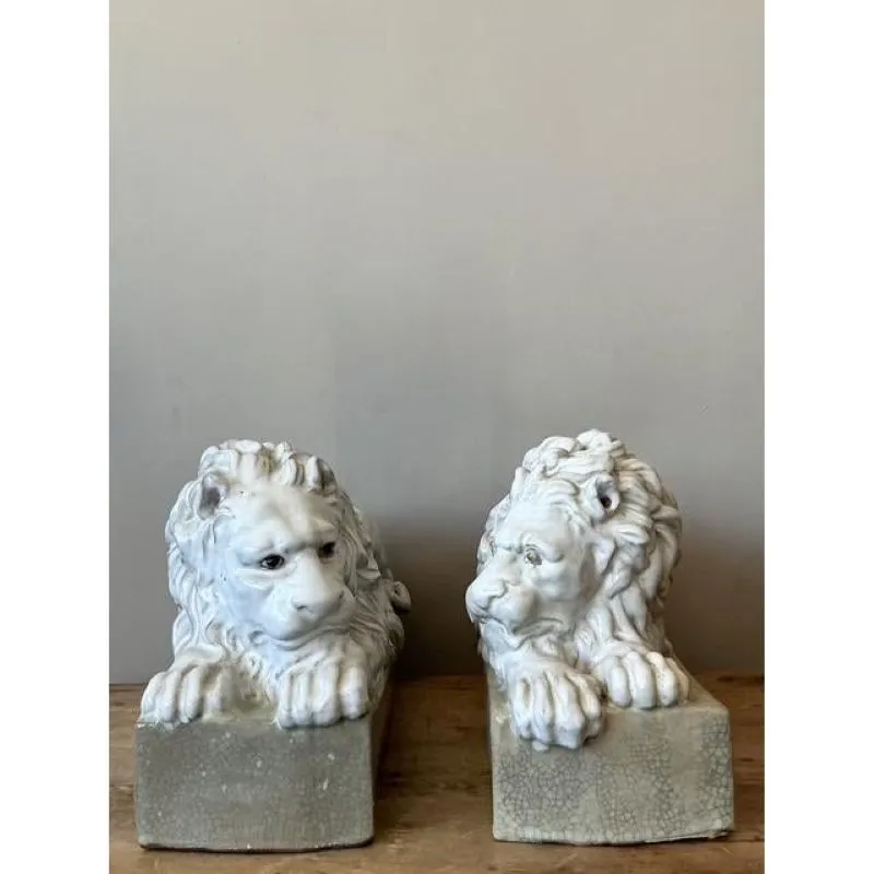 Vintage Italian Glazed Ceramic Lions - A Pair — additional photo 2