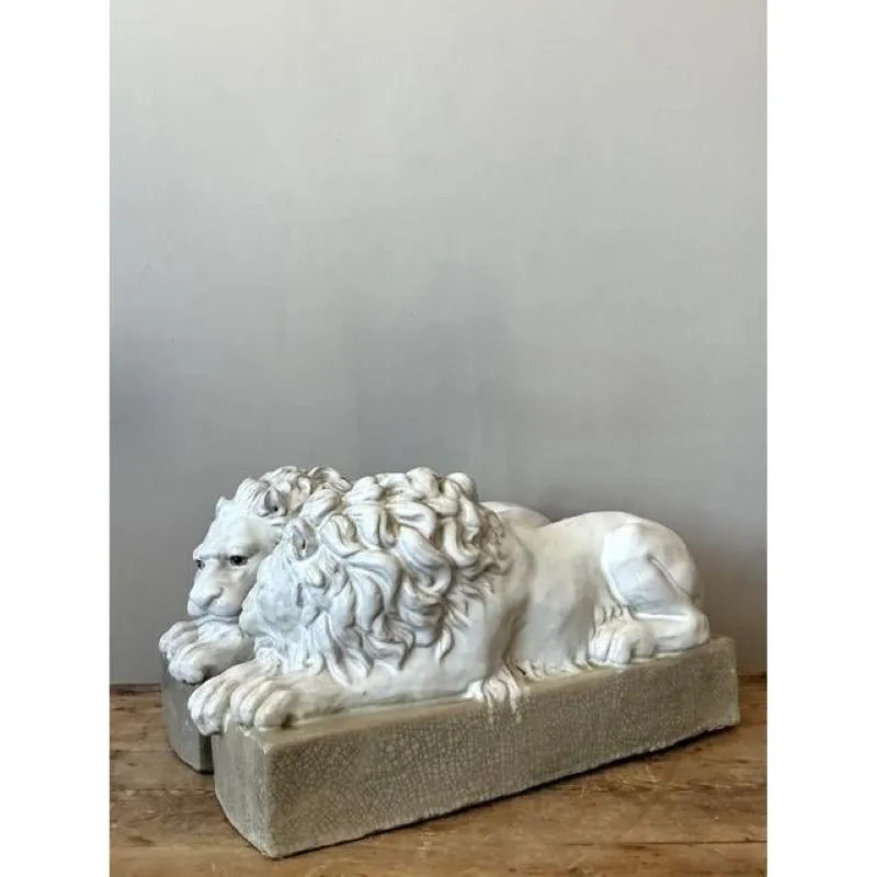 Vintage Italian Glazed Ceramic Lions - A Pair — additional photo 4