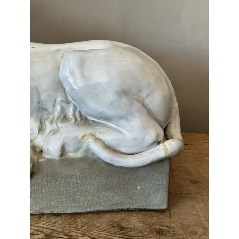Vintage Italian Glazed Ceramic Lions - A Pair — additional photo 5