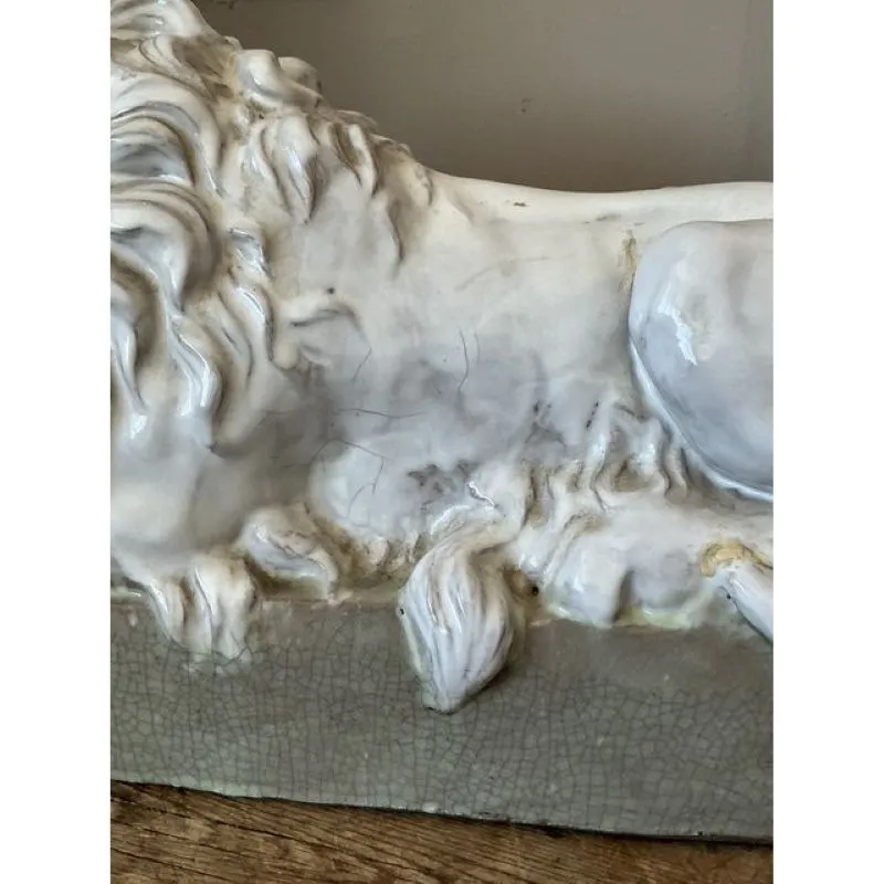 Vintage Italian Glazed Ceramic Lions - A Pair — additional photo 6