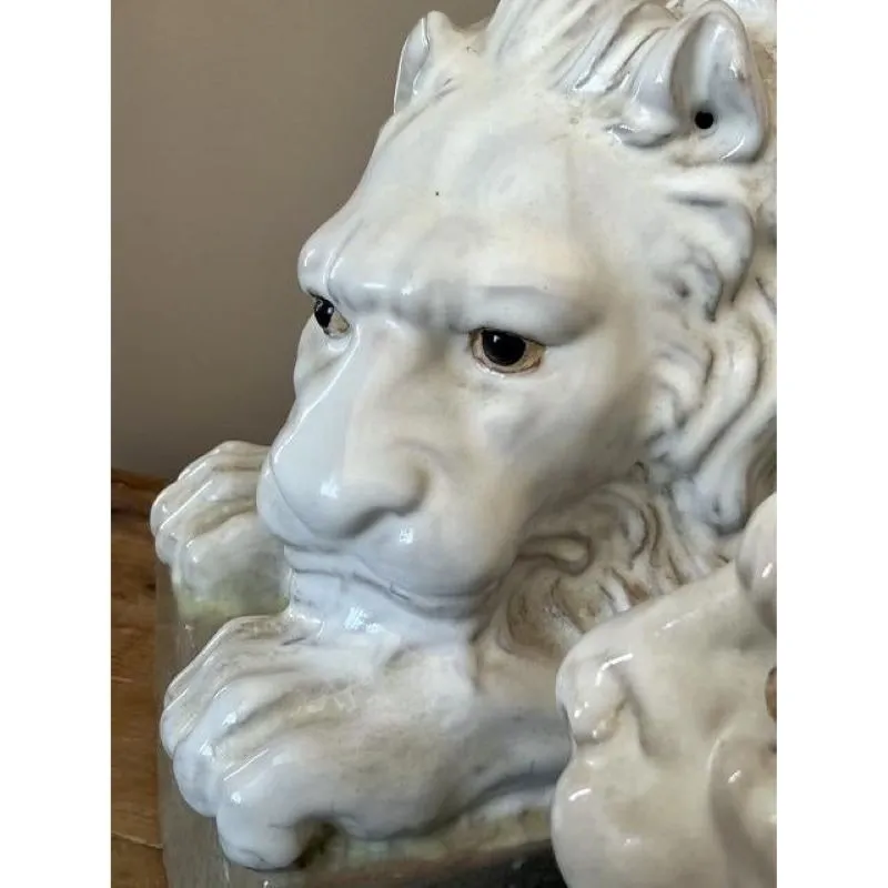 Vintage Italian Glazed Ceramic Lions - A Pair — additional photo 8