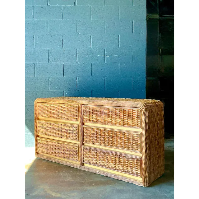 Vintage Boho Woven Rattan Dresser - Rattan, 60W x 29.5H — additional photo 2