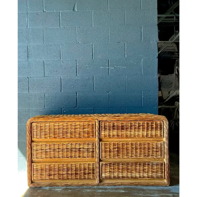 Vintage Boho Woven Rattan Dresser - Rattan, 60W x 29.5H — additional photo 3