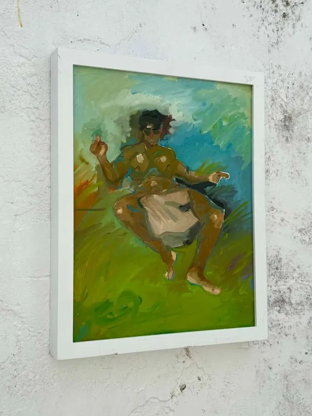 Vintage Boho Original Oil Figurative On Board — additional photo 1