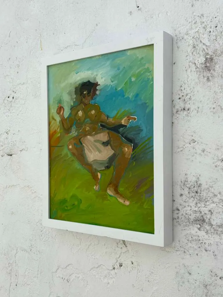 Vintage Boho Original Oil Figurative On Board — additional photo 2