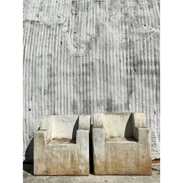 Vintage Boho Monumental Cast Concrete Over Fiberglass Chairs - Set of 2 — additional photo 6