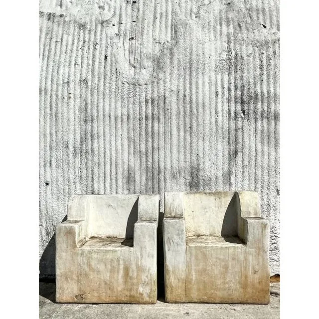 Vintage Boho Monumental Cast Concrete Over Fiberglass Chairs - Set of 2 — additional photo 5