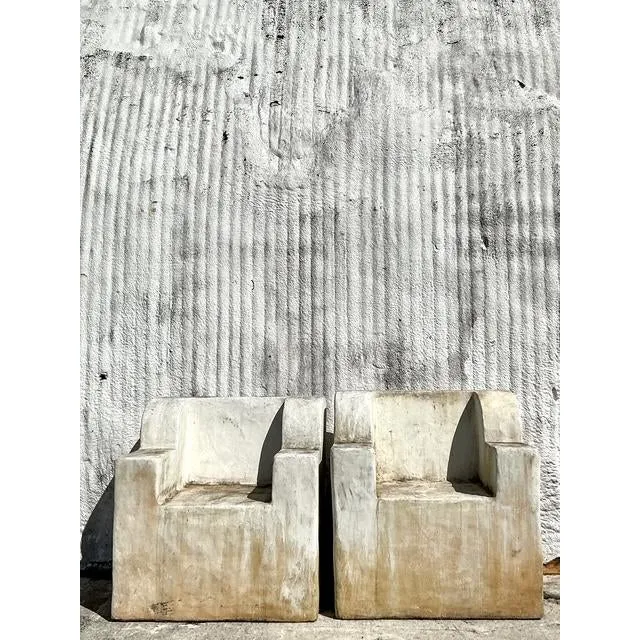 Vintage Boho Monumental Cast Concrete Over Fiberglass Chairs - Set of 2 — additional photo 8