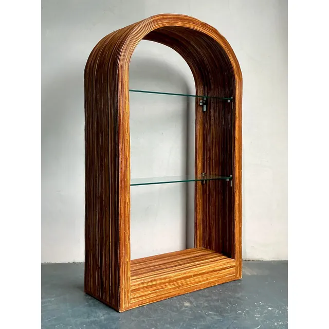 Vintage a Boho Arched Pencil Rattan Etagere — additional photo 3