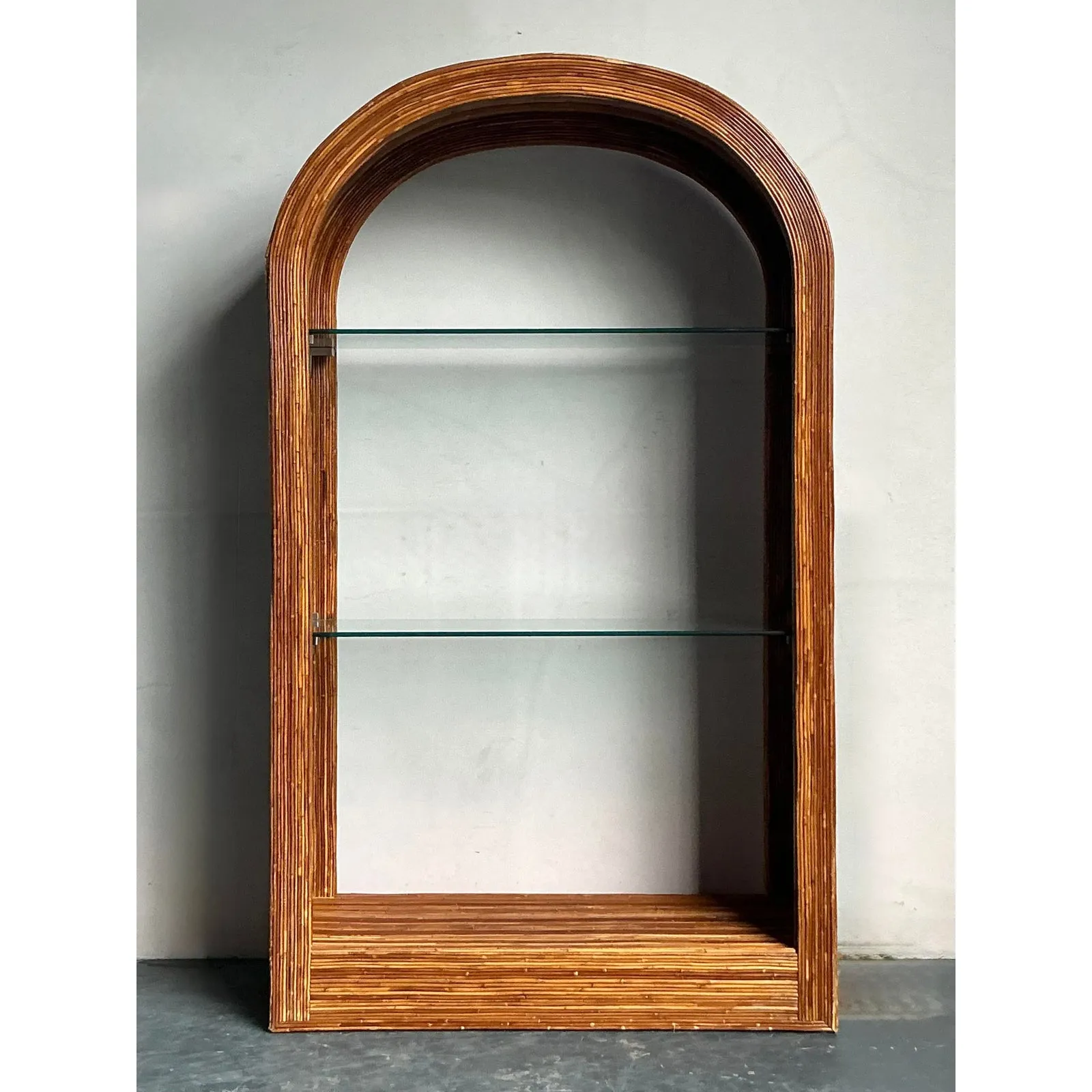 Vintage a Boho Arched Pencil Rattan Etagere — additional photo 4