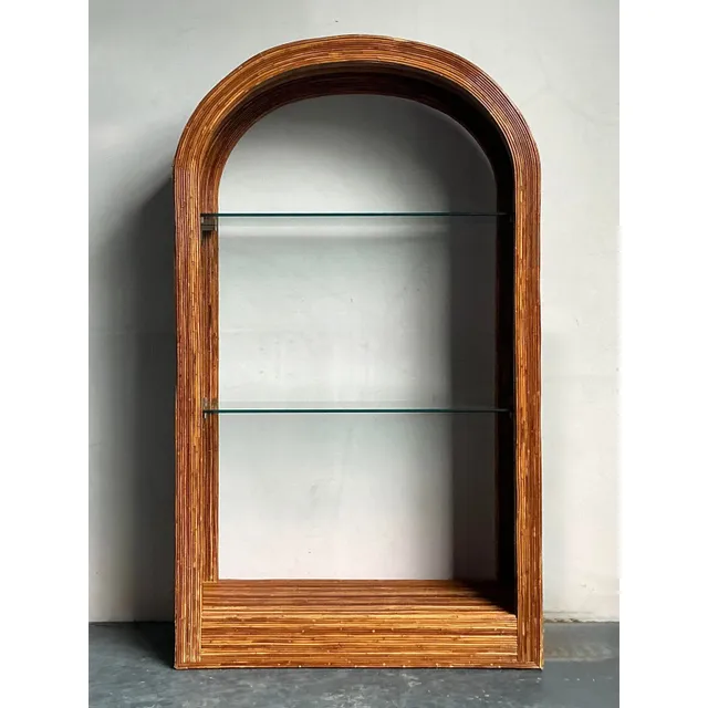 Vintage a Boho Arched Pencil Rattan Etagere — additional photo 4