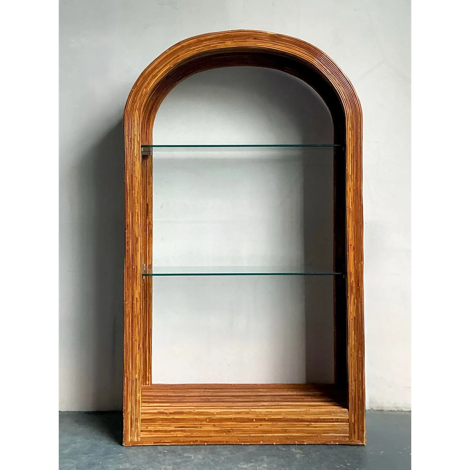 Vintage a Boho Arched Pencil Rattan Etagere — additional photo 5