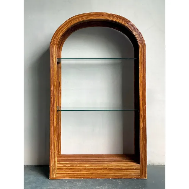 Vintage a Boho Arched Pencil Rattan Etagere — additional photo 5