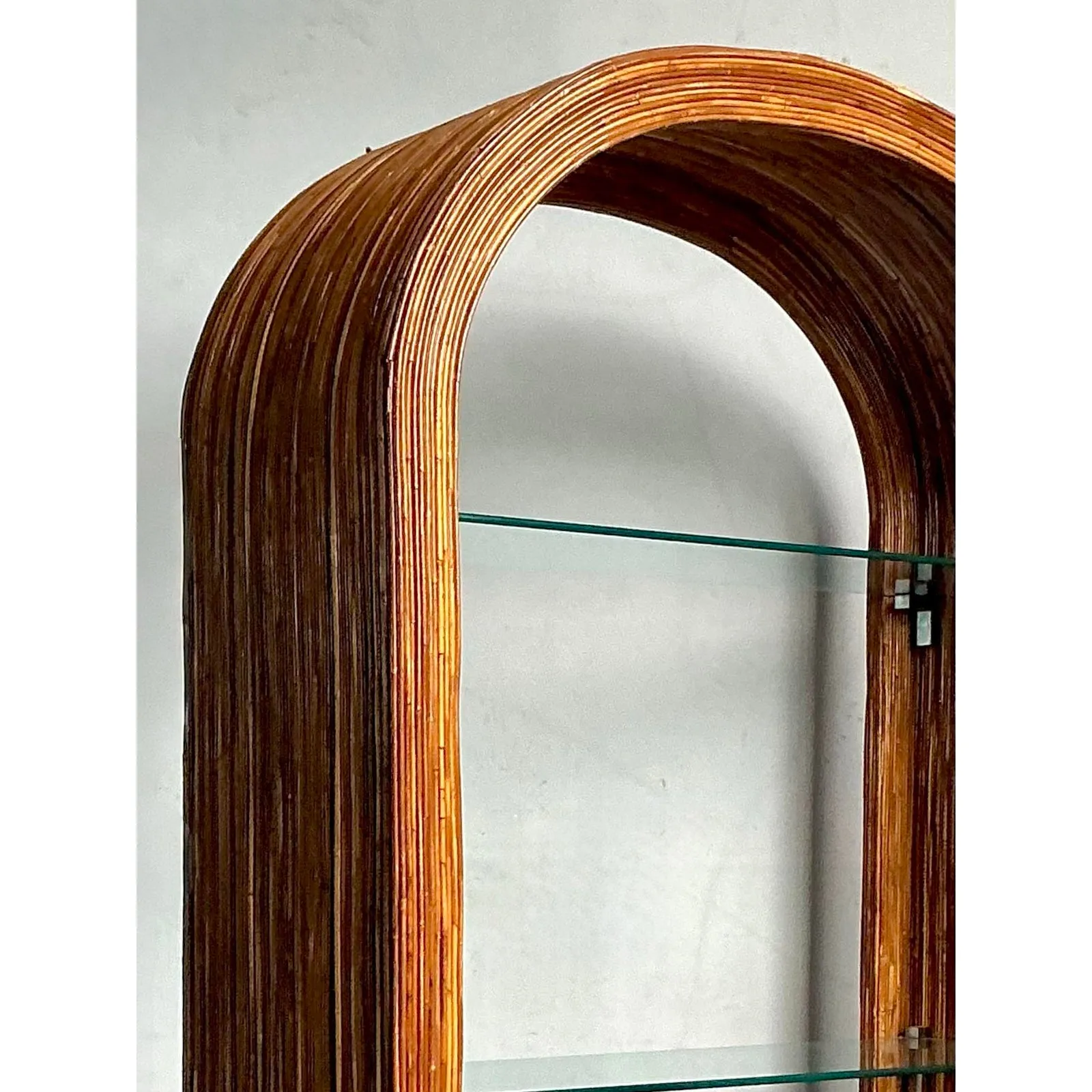 Vintage a Boho Arched Pencil Rattan Etagere — additional photo 6