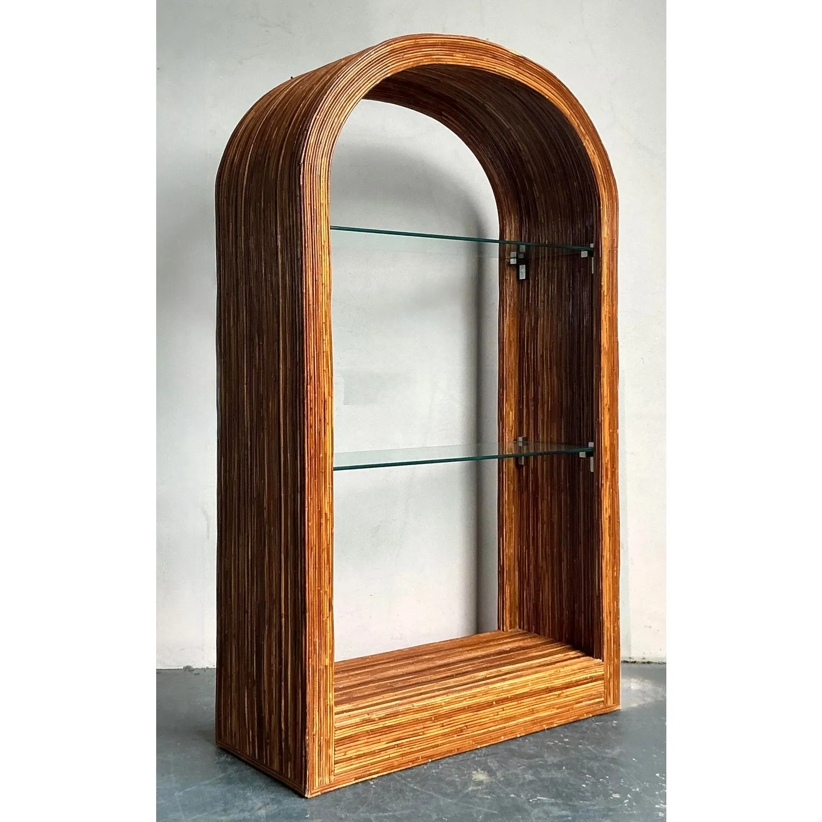 Vintage a Boho Arched Pencil Rattan Etagere — additional photo 7