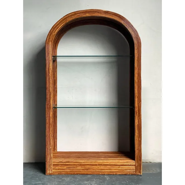 Vintage a Boho Arched Pencil Rattan Etagere — additional photo 8