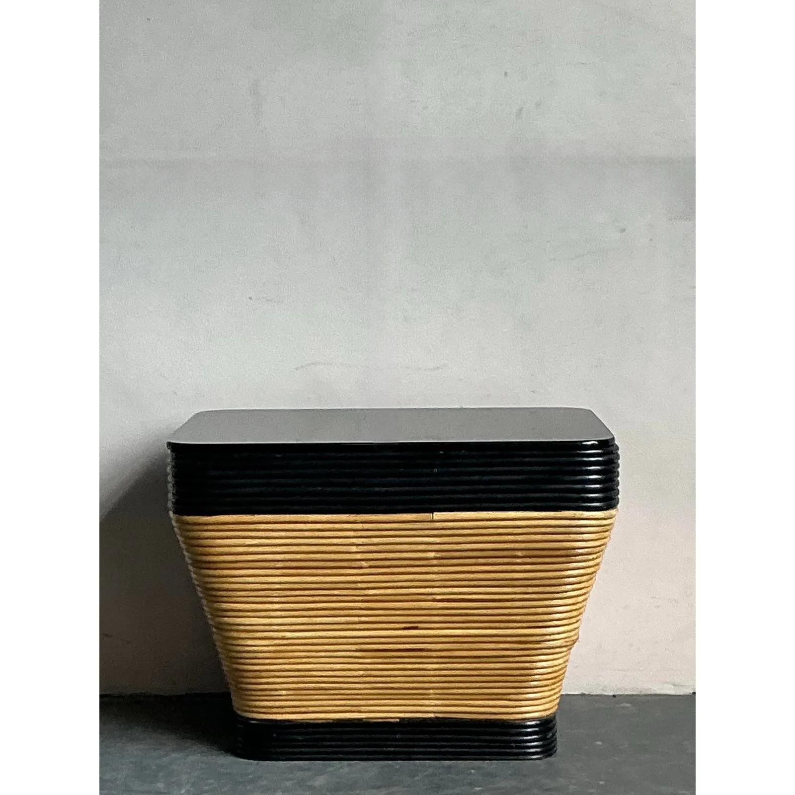 Vintage Boho Stacked Pencil Reed Side Table — additional photo 1