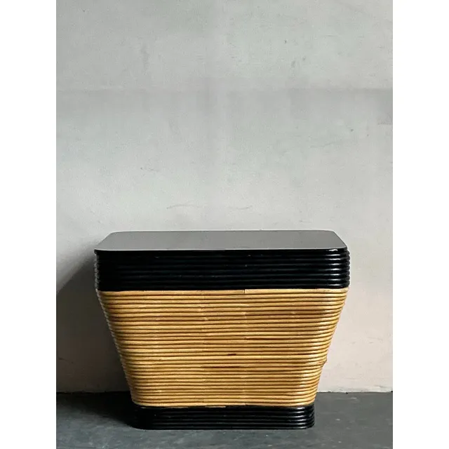 Vintage Boho Stacked Pencil Reed Side Table — additional photo 1