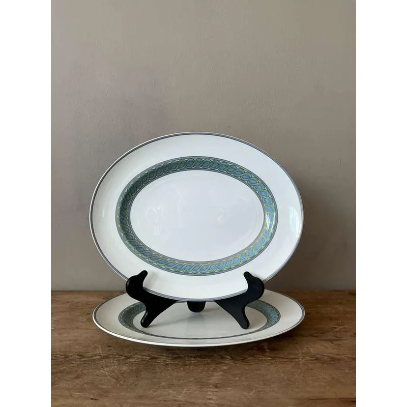 Vintage Boho Christofle "Torsada" Serving Platter - A Pair - Porcelain, 15.2W x 12.2H — additional photo 1