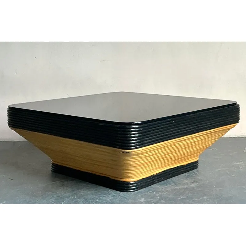 Vintage Boho Stacked Pencil Reed Coffee Table