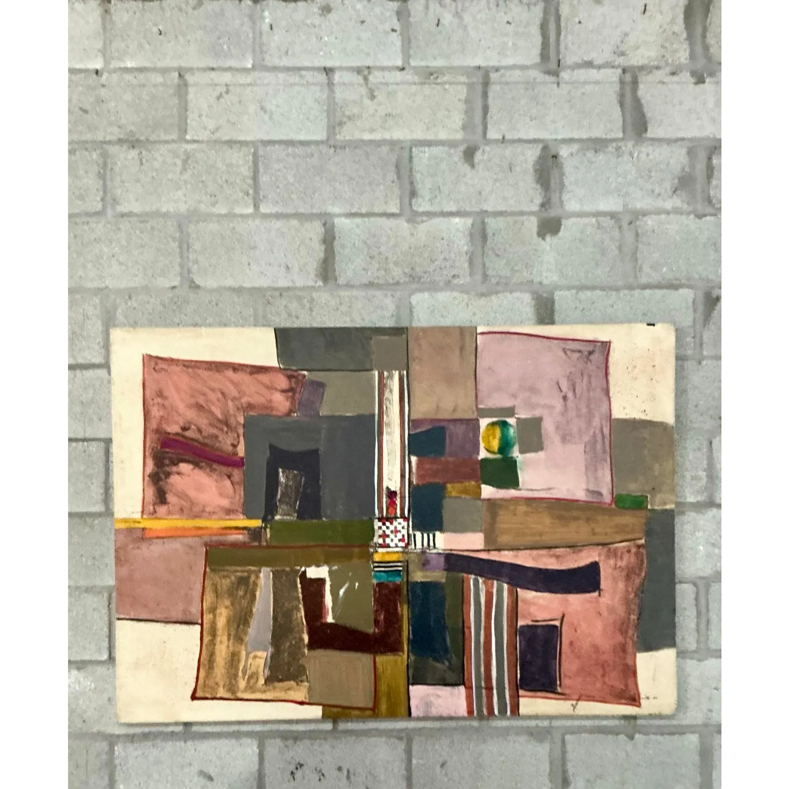 Vintage Boho Monumental Abstract Oil on Canvas - Canvas, 60W x 42H — additional photo 4