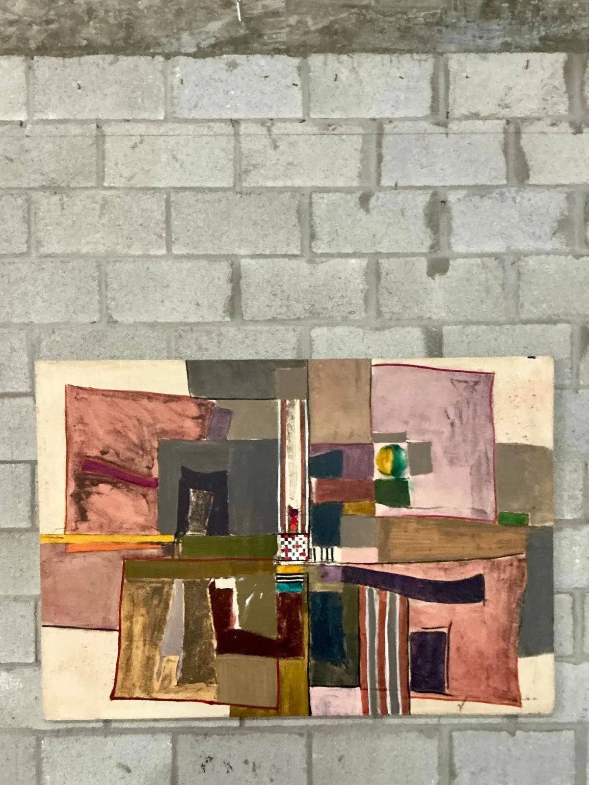 Vintage Boho Monumental Abstract Oil on Canvas - Canvas, 60W x 42H — additional photo 4