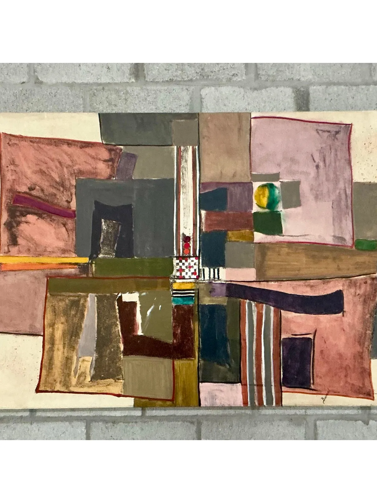 Vintage Boho Monumental Abstract Oil on Canvas - Canvas, 60W x 42H — additional photo 5