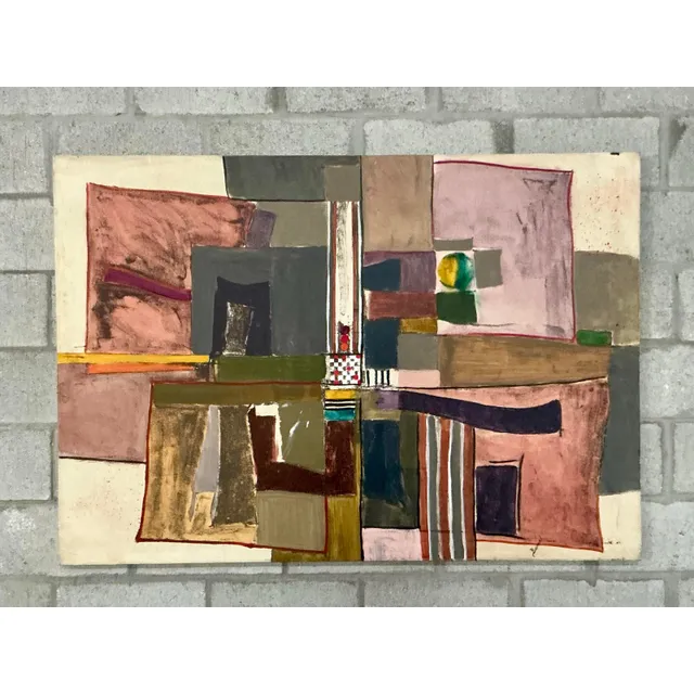Vintage Boho Monumental Abstract Oil on Canvas - Canvas, 60W x 42H — additional photo 6