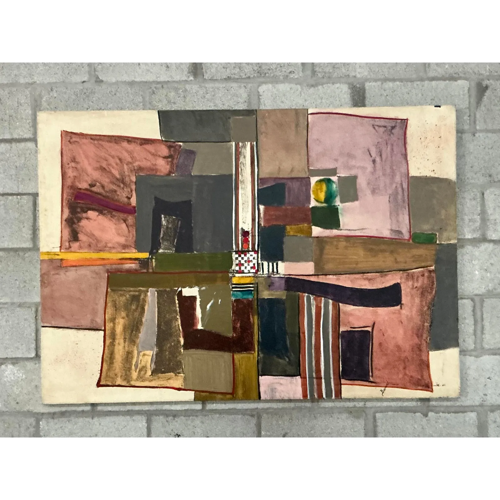 Vintage Boho Monumental Abstract Oil on Canvas - Canvas, 60W x 42H — additional photo 8