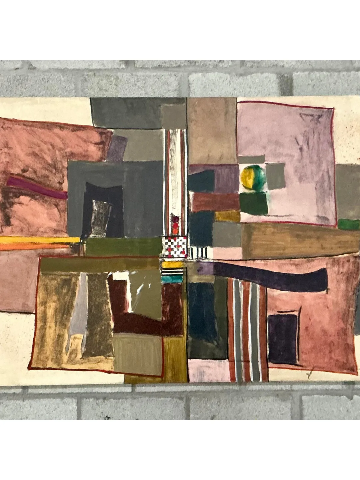 Vintage Boho Monumental Abstract Oil on Canvas - Canvas, 60W x 42H — additional photo 8