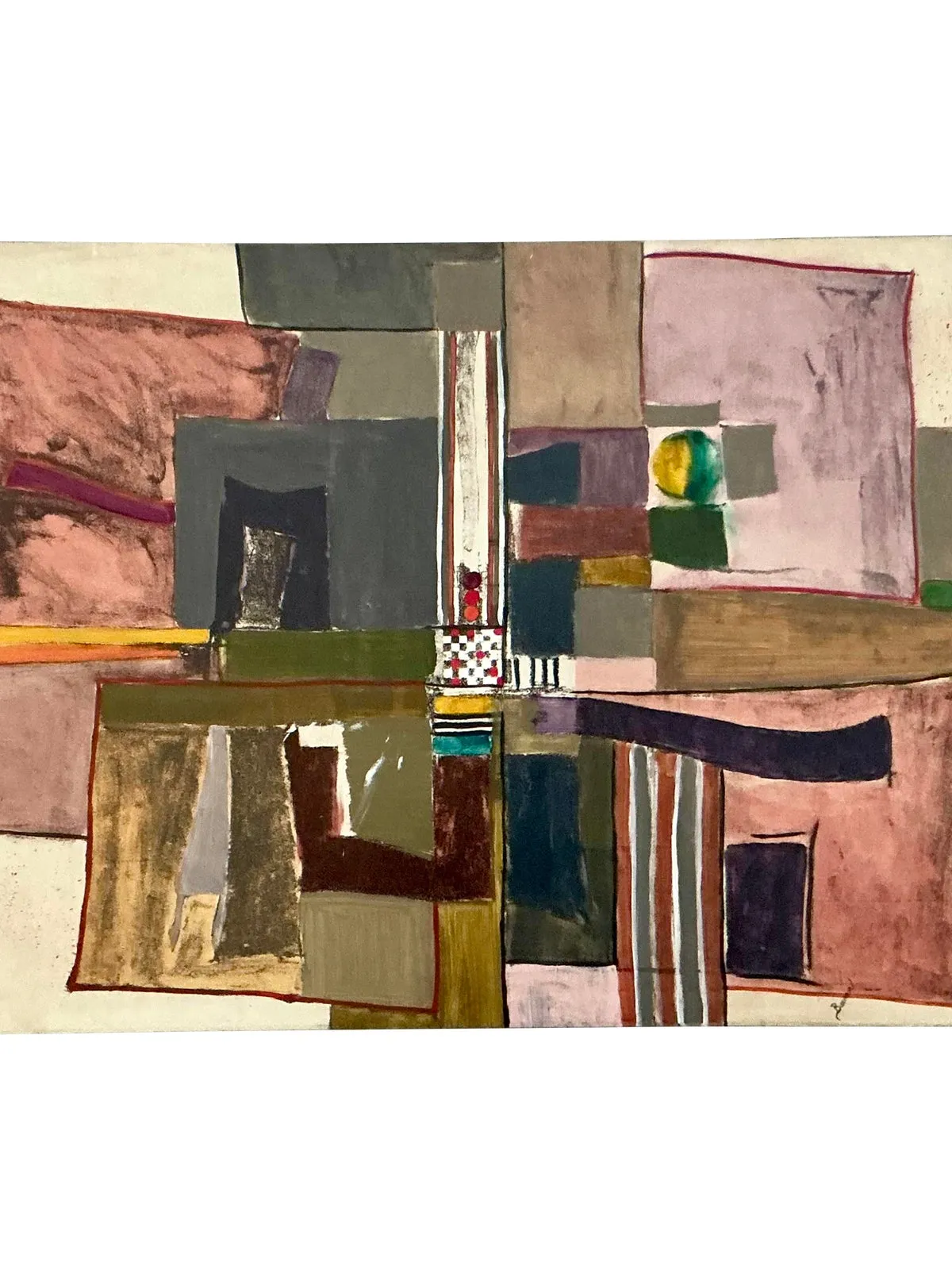 Vintage Boho Monumental Abstract Oil on Canvas - Canvas, 60W x 42H